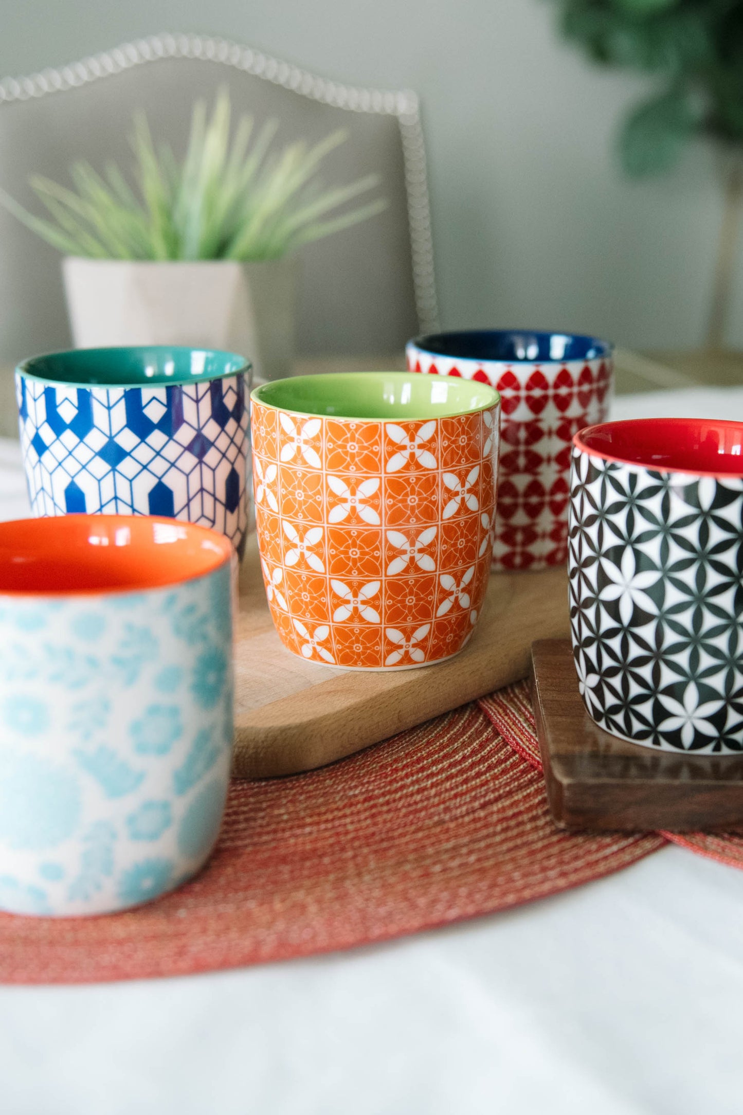Annovero Colorful Small Coffee Mugs, 11.7 Fluid Ounce Capacity, Set of 6