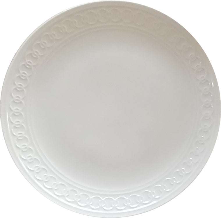 Individual White Embossed Dinner Plate - 10.5 Inch