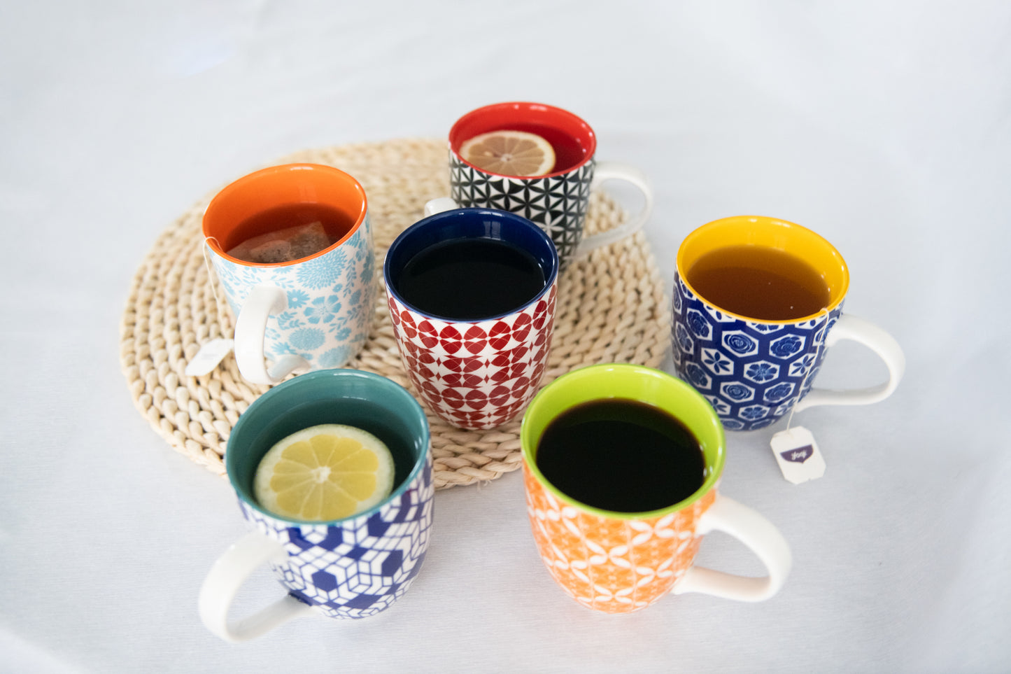 Annovero Colorful Coffee Mugs/Cups, 16 Fluid Ounce Capacity, Set of 6