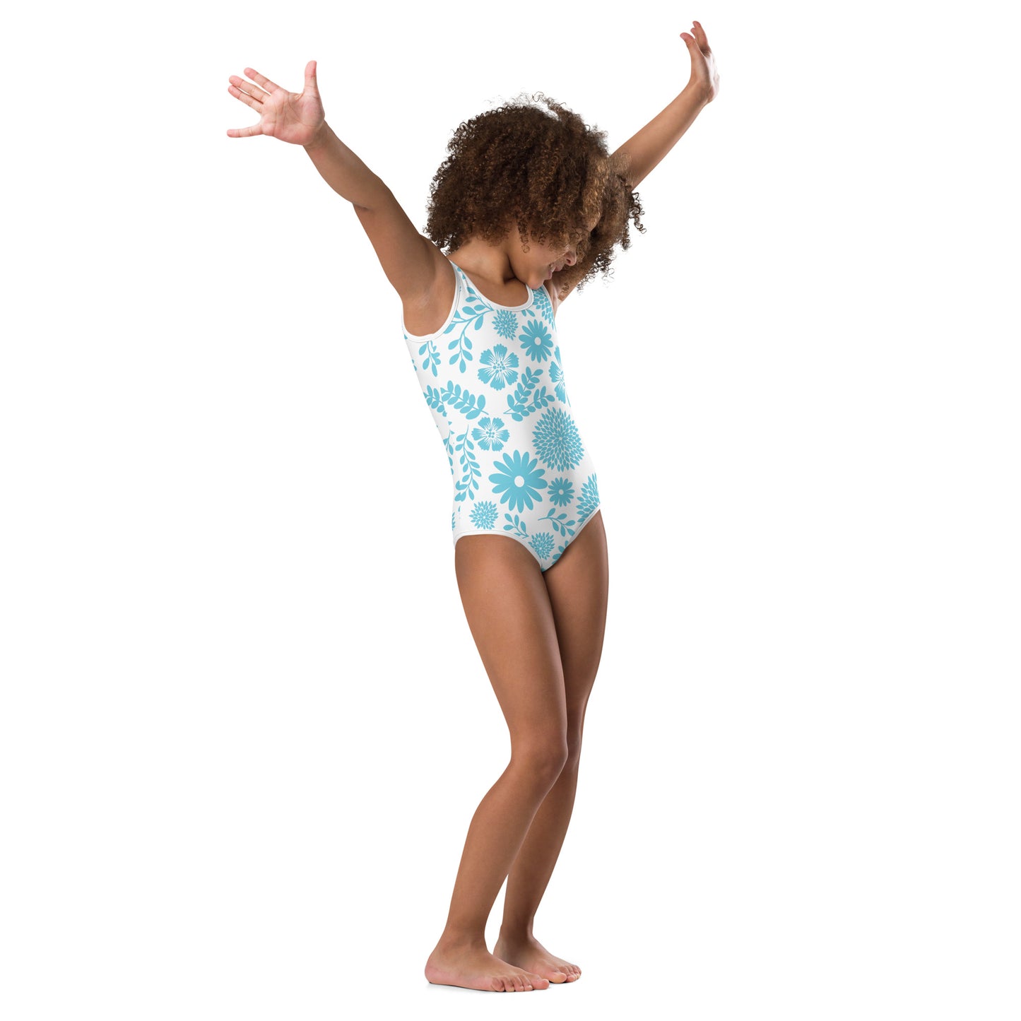 Teal Floral Kids Swimsuit