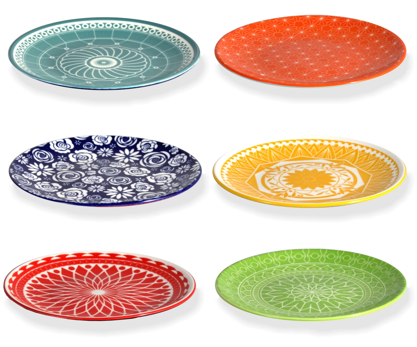 Annovero Colorful Dessert Plates, 7 Inch Diameter, Set of 6