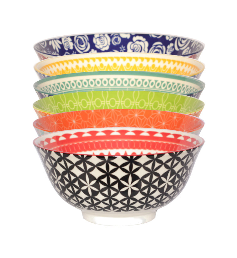 Individual Cereal Bowl 6.25" Diameter in each of the 6 designs