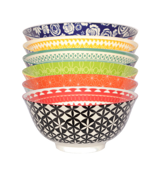 Individual Cereal Bowl 6.25" Diameter in each of the 6 designs