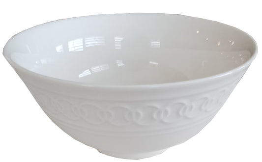 Individual White Embossed Cereal Bowl - 6 Inch Diameter