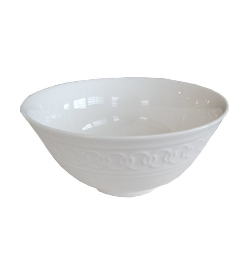 Individual White Embossed Cereal Bowl - 6 Inch Diameter