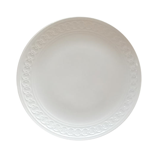Individual White Embossed Dinner Plate - 10.5 Inch